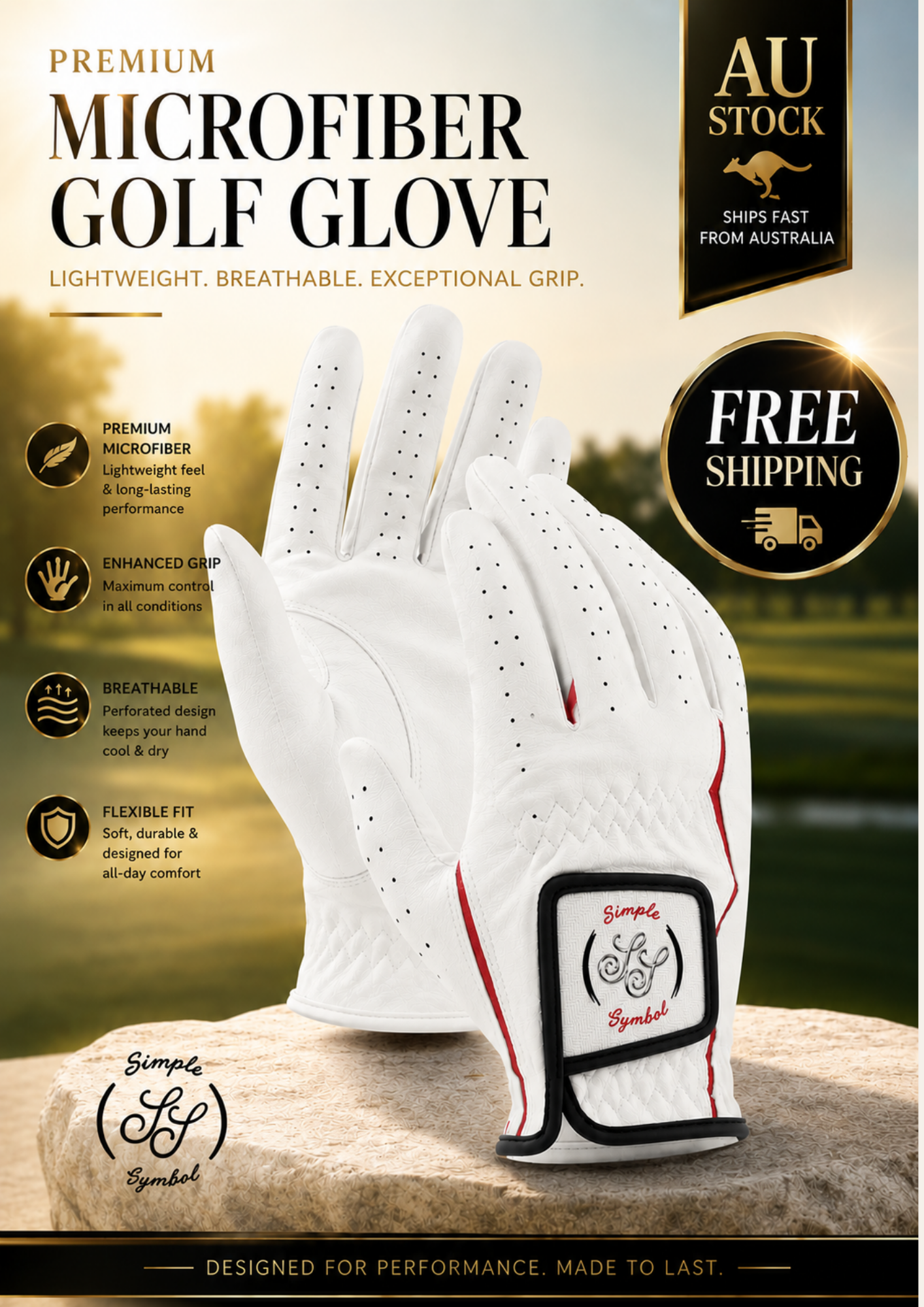 Simple Symbol Edition II Korean Microfiber.Ver Golf Glove   (White)