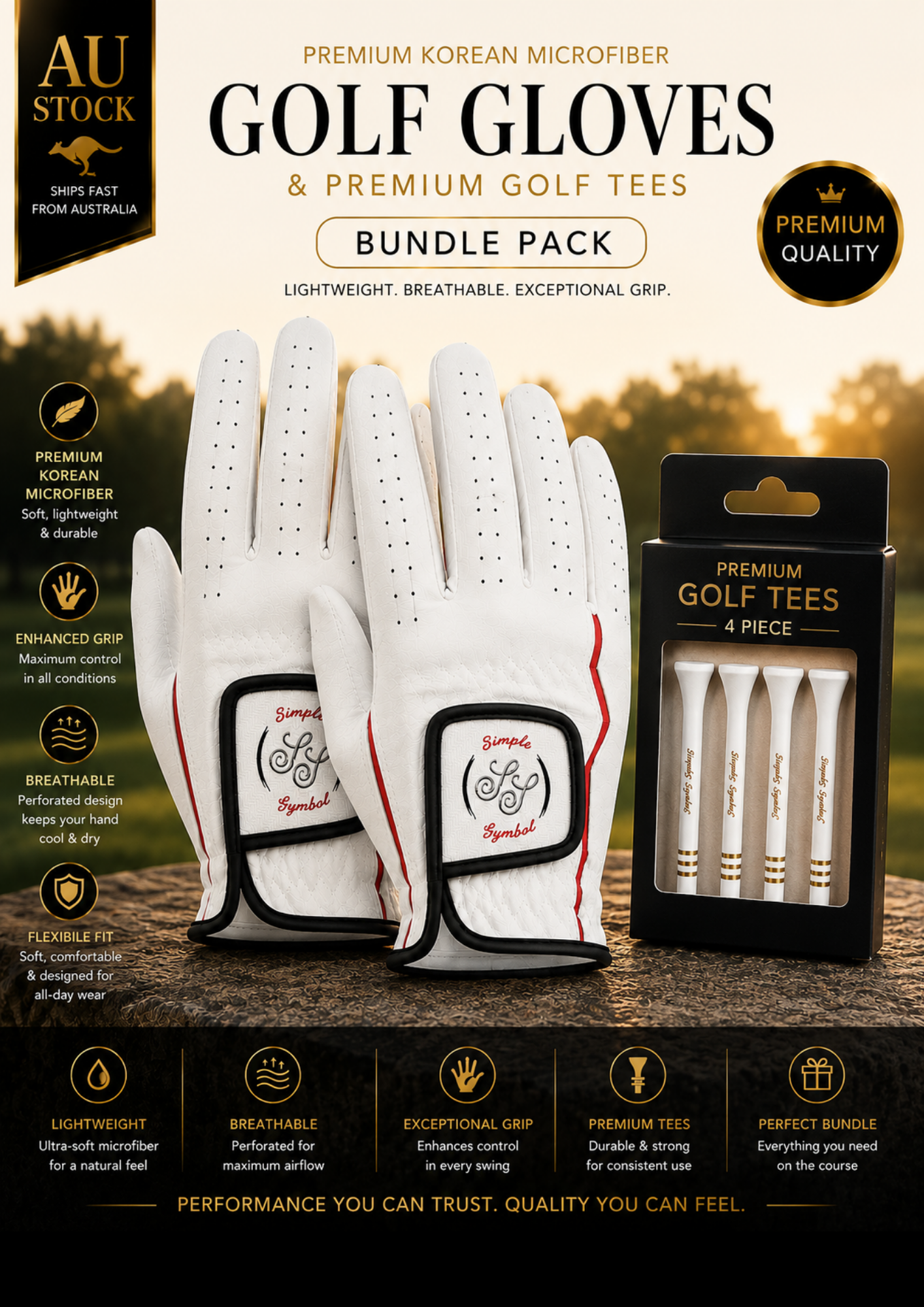 Simple Symbol Golf Glove 2 Pack Korean Microfiber Special Bundle